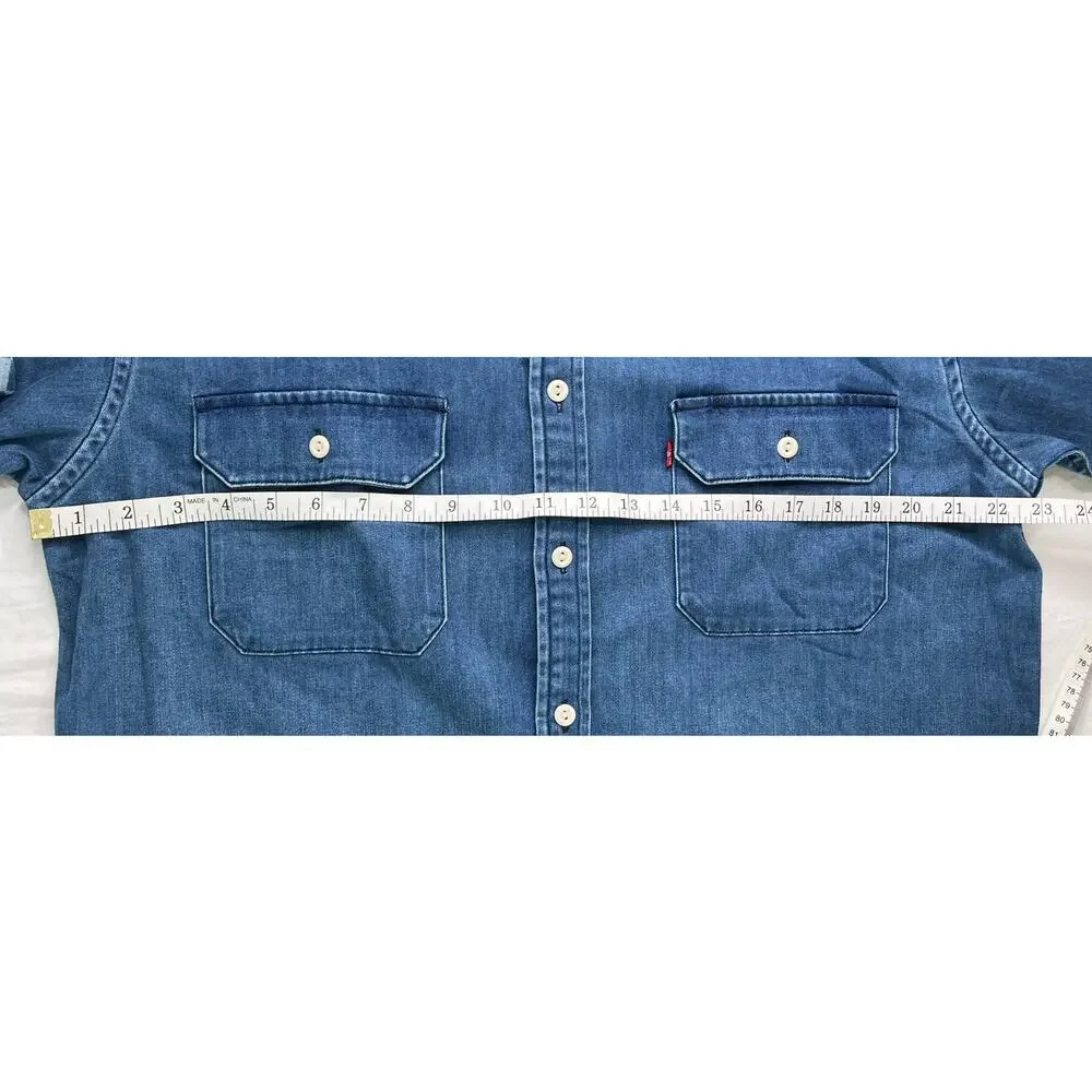 5-35 LEVI'S Men's NWT $98 Button Up Top Dress Shirt COOLMAX Blue Medium